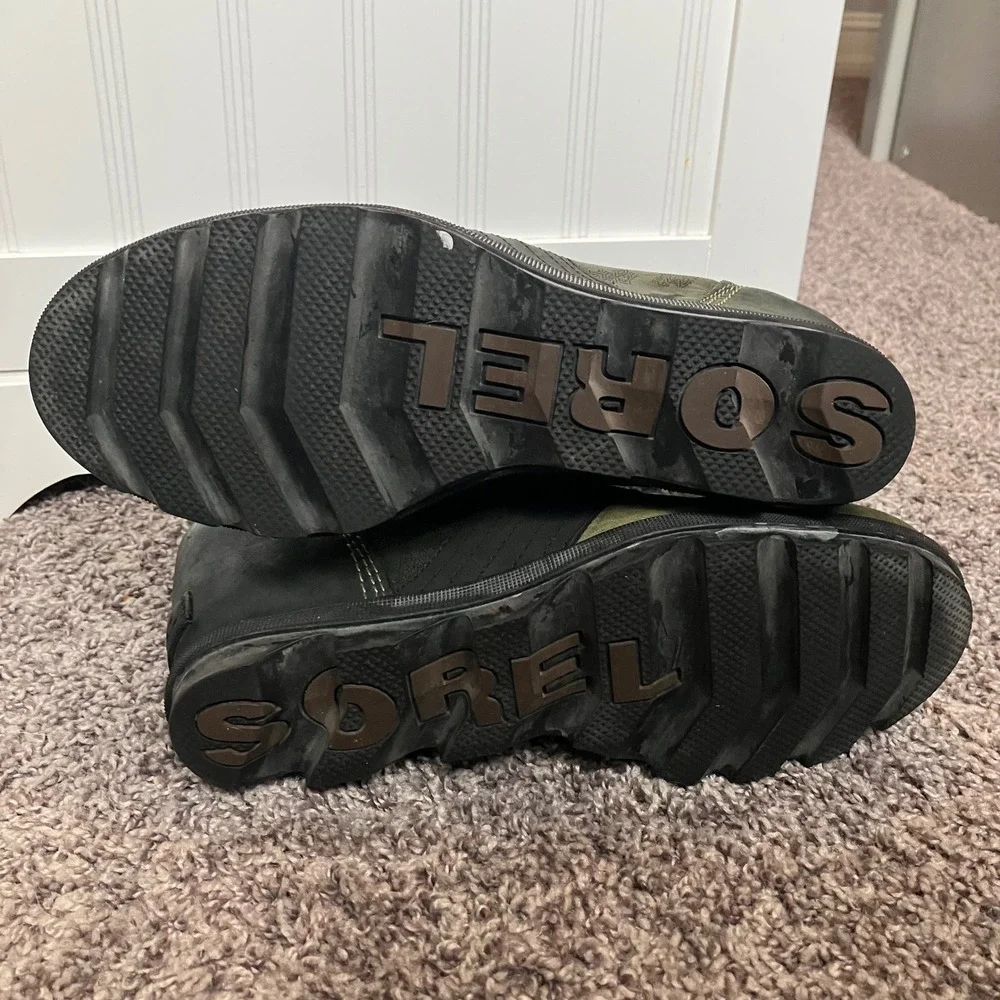 Sorel‎ Lexie Wedge Camo Olive Green Waterproof Boots NL3043-371 Womens 10